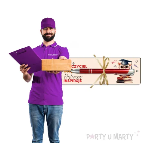 zakladka z dlugopisem dobry nauczyciel uczy najlepszy inspiruje 18x6 cm