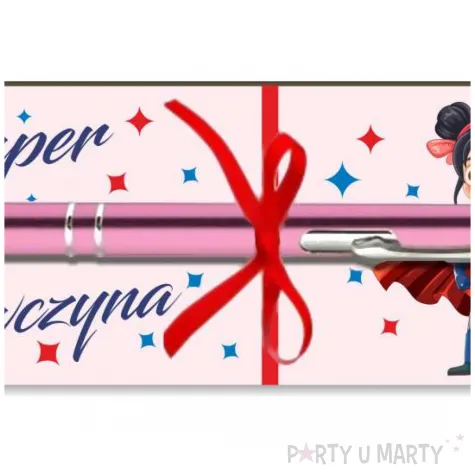 zakladka z dlugopisem super dziewczyna 18x6 cm