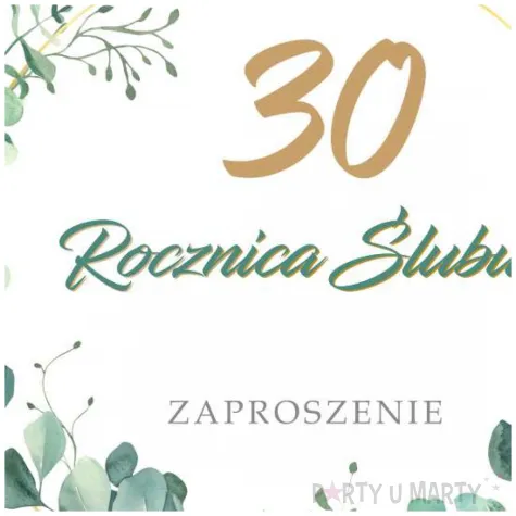 zaproszenia 30 rocznica slubu eukaliptus beauty 15x15 cm 8 szt