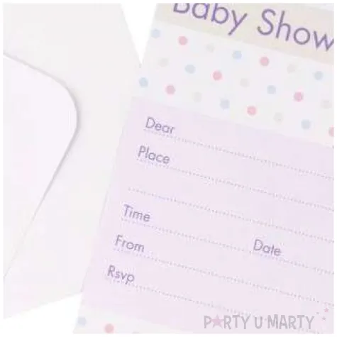 zaproszenia baby shower kolorowe kropki godan 10 szt