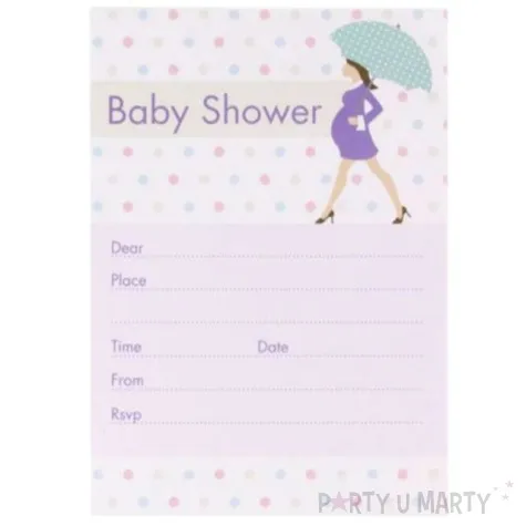 zaproszenia baby shower kolorowe kropki godan 10 szt