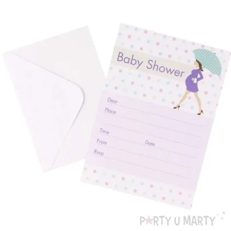 zaproszenia baby shower kolorowe kropki godan 10 szt