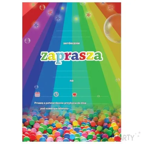 zaproszenia balony z kulkami congee 6 szt