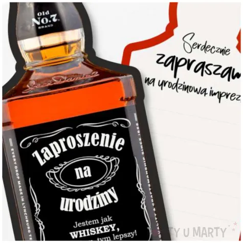 zaproszenia butelka whisky urodziny 14 8x6 cm 6 szt