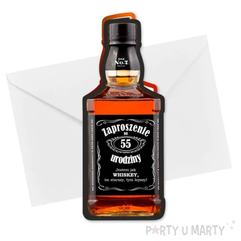 zaproszenia butelka whisky zamykana 55 urodziny 6x14 8 cm 6 szt