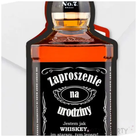 zaproszenia butelka whisky zamykana urodziny 6x14 8 cm 6 szt