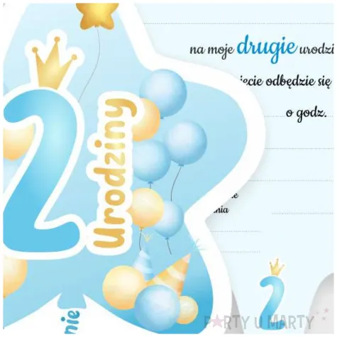zaproszenia gwiazdeczka 2 urodziny baloniki niebieski 10 4x13 2 cm 6 szt