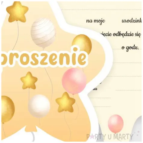 zaproszenia gwiazdeczka urodziny baloniki rozowy 10 4x13 2 cm 6 szt