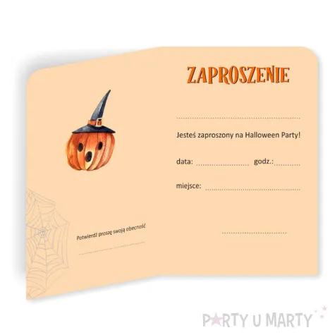 zaproszenia halloween cukierek albo psikus z kotem 9x13 cm 6 szt