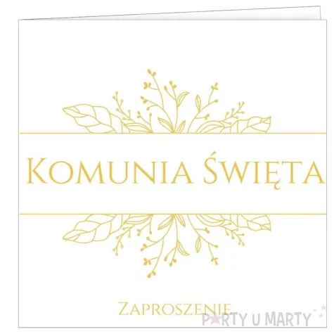 zaproszenia komunia swieta listki i galazki czakos 14x14 cm 10 szt
