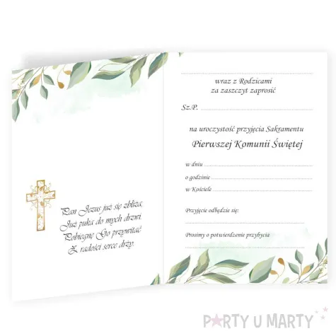 zaproszenia komunia swieta mietowa geometria 10 5 x 14 8 cm 8 szt