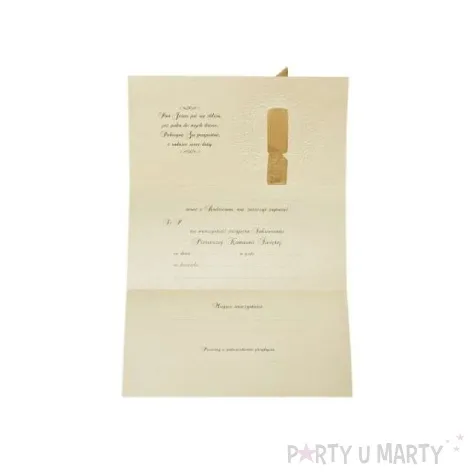 zaproszenia komunijne ze zlota wstazka 10szt 1op