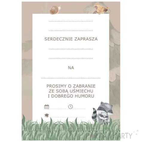zaproszenia lesne zwierzatka congee 6 szt