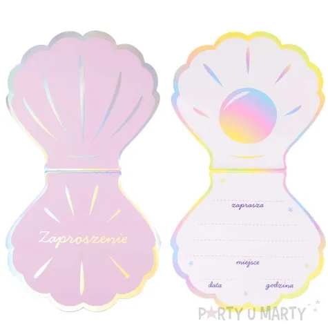 zaproszenia muszelka ocean rozowy partypal 6 szt