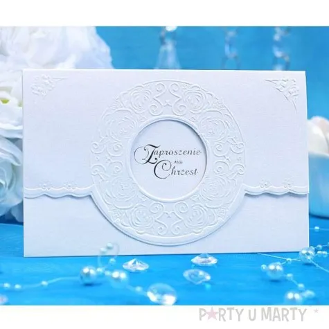 zaproszenia na chrzest classic perlowe partydeco 10szt