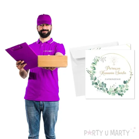 zaproszenia na komunie eukaliptus beauty w okregu pierwsza komunia swieta 15x15 cm 8 szt