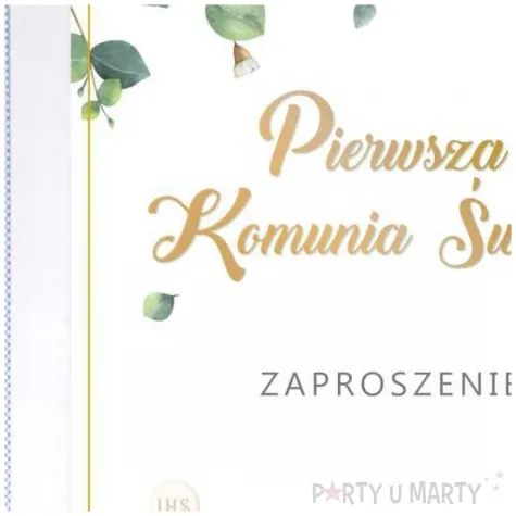 zaproszenia na komunie eukaliptus z hostia pierwsza komunia swieta 10 5x14 8 cm 8 szt
