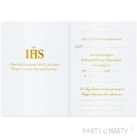 zaproszenia na komunie ihs gold viper 10 szt