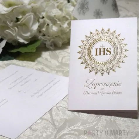zaproszenia na komunie ihs gold viper 10 szt