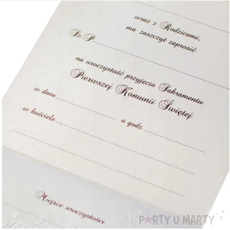 zaproszenia na komunie ihs z ornamentem srebrny partydeco 10 szt