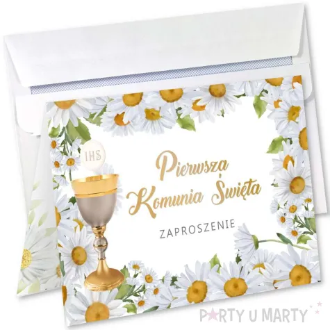 zaproszenia na komunie margaretkowy zawrot glowy pierwsza komunia swieta 14 8x10 5 cm 8 szt