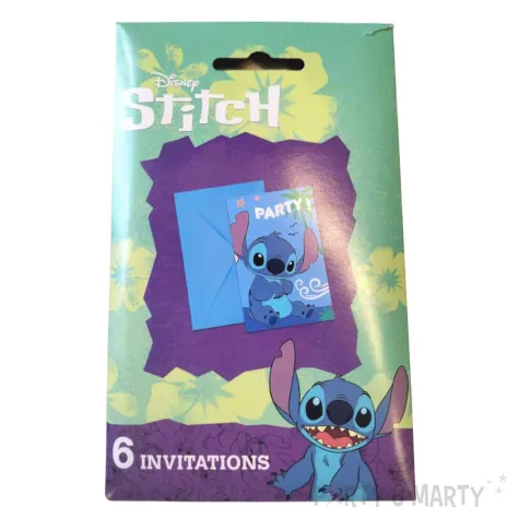 zaproszenia na urodziny lilo stitch z kopertami niebieskie 6 szt