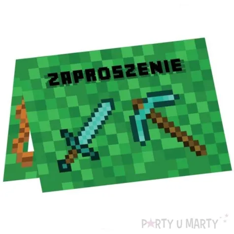 zaproszenia piksel zielony congee 6 szt