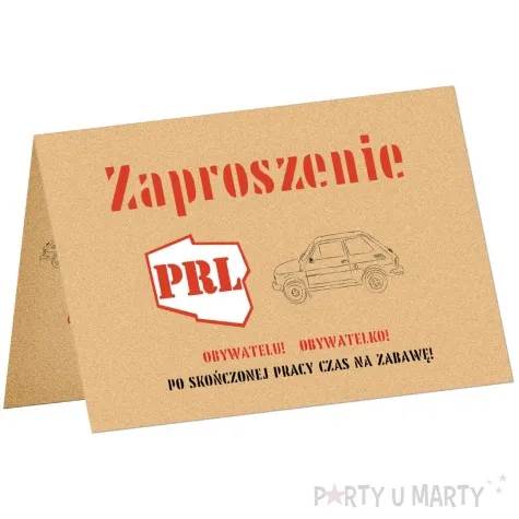 zaproszenia prl brazowy congee 6 szt