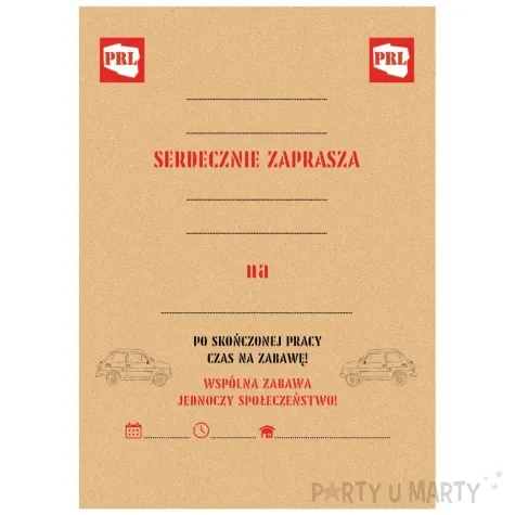 zaproszenia prl brazowy congee 6 szt