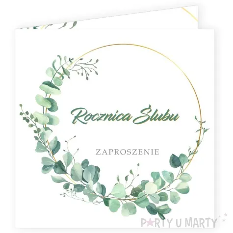 zaproszenia rocznica slubu eukaliptus beauty 15x15 cm 8 szt