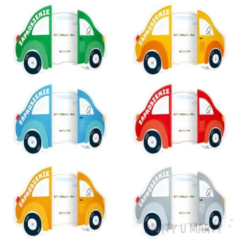 zaproszenia samochody budowa partypal 6 szt