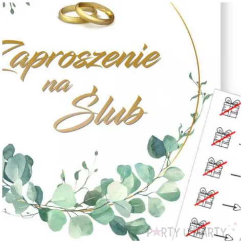 zaproszenia slub eukaliptus beauty naklejki rebus 15x15 cm 8 szt