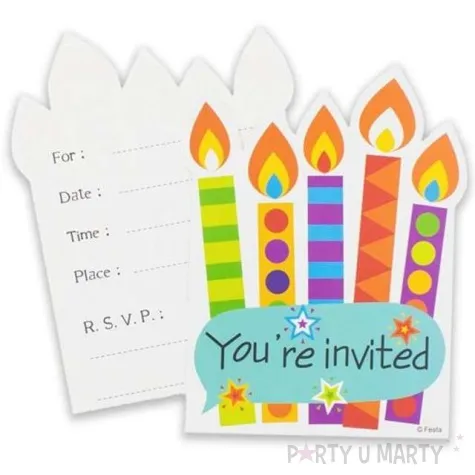 zaproszenia swieczki na tort kolorowy bal z kopertami godan 6 szt