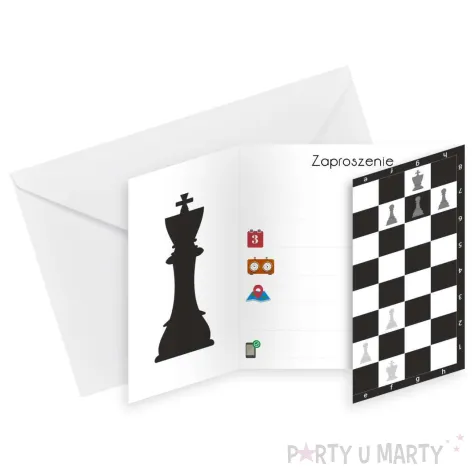 zaproszenia szachy plansza 9 4 x 9 4 cm 6 szt
