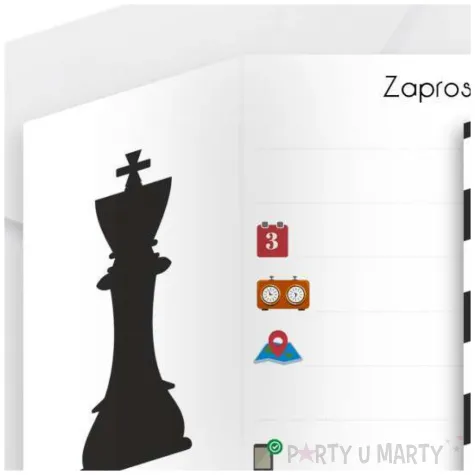 zaproszenia szachy plansza 9 4 x 9 4 cm 6 szt