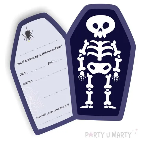 zaproszenia trumna halloween wesole kosciotrupy 8x13 5 cm 1 szt