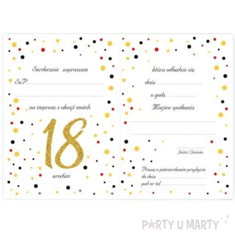 zaproszenia urodzinowe 18 white gold viper 10 szt