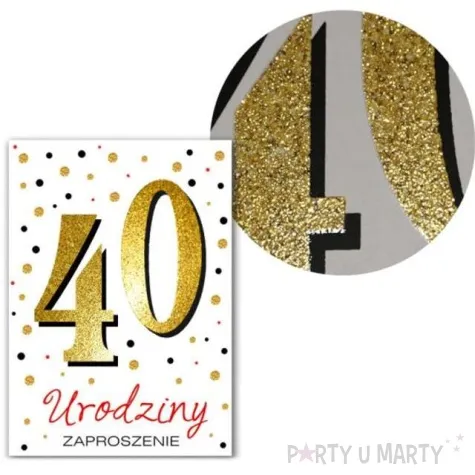 zaproszenia urodzinowe 40 white gold viper 10 szt