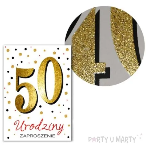 zaproszenia urodzinowe 50 white gold dekoracjepolska 14 8 x 10 5 cm 10 szt