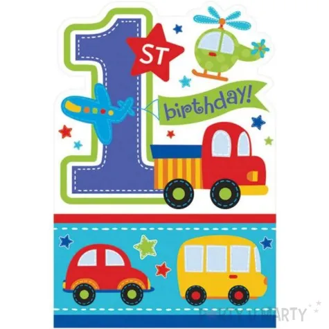 zaproszenia urodzinowe all aboard birthday amscan 15 8 x 10 8 cm 8 szt