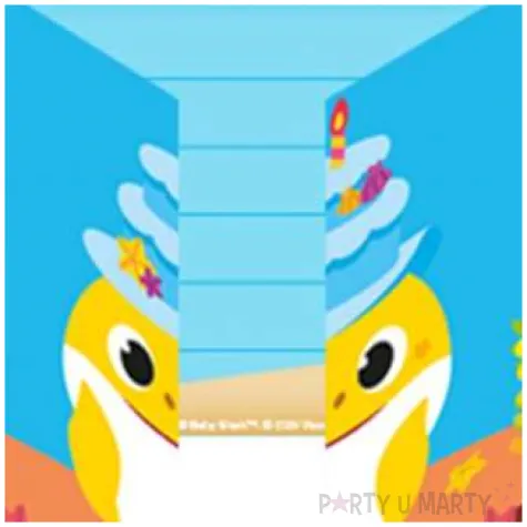 zaproszenia urodzinowe baby shark amscan 8 szt