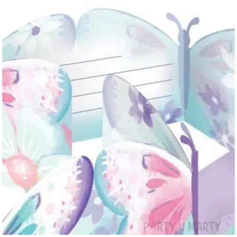 zaproszenia urodzinowe barwne motyle amscan 8 szt