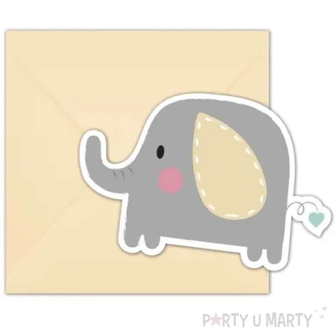 zaproszenia urodzinowe elephant baby procos 6 szt
