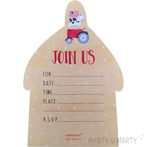 zaproszenia urodzinowe farma barnyard amscan 8 szt