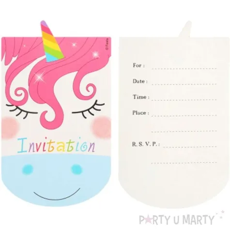 zaproszenia urodzinowe jednorozec godan 6 szt