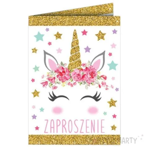 zaproszenia urodzinowe jednorozec gold dekoracjepolska 10 szt