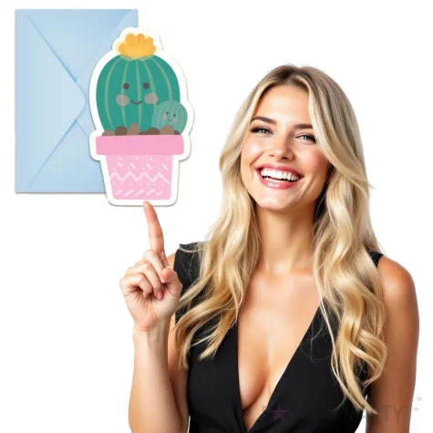 zaproszenia urodzinowe kaktus z kopertami procos 6 szt