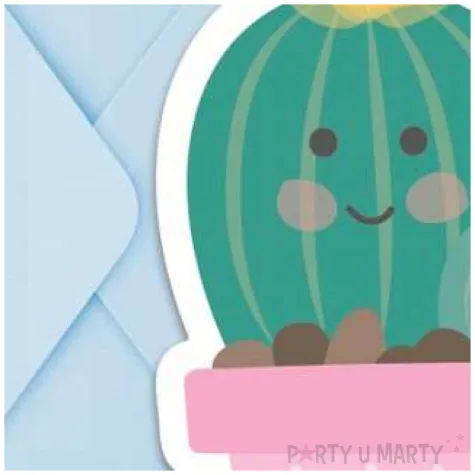 zaproszenia urodzinowe kaktus z kopertami procos 6 szt