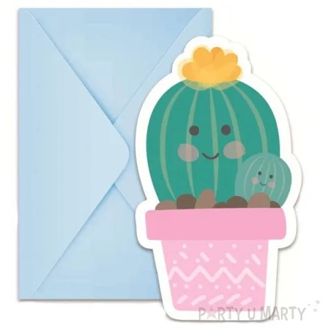 zaproszenia urodzinowe kaktus z kopertami procos 6 szt