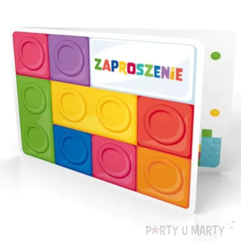 zaproszenia urodzinowe klocki block party partypal 6 szt